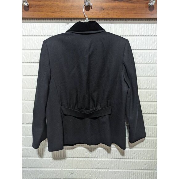Pendleton Women's Black Wool Swirled Velvet Removable Collar Blazer Size 12 - Picture 4 of 8